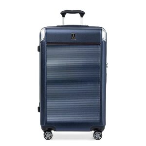 travelpro platinum elite hardside expandable spinner wheel luggage tsa lock hard shell polycarbonate suitcase, true navy blue, checked large 28-inch