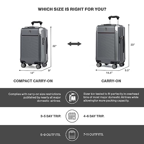 Travelpro Platinum Elite Hardside Expandable Spinner Wheel Luggage TSA Lock Hard Shell Polycarbonate Suitcase, Shadow Black, Carry on 21-Inch