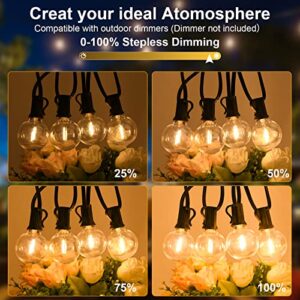 100ft 2-Pack Outdoor String Lights Waterproof with 52 LED Dimmable Shatterproof Bulbs, UL Approval Globe G40 String Lights 1W 2700K Outdoor Lighting for Patio Backyard Cafe Party Wedding Garden