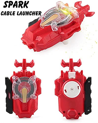 Left Right Sparking Launcher Bey Burst Evolution Turbo Blades Battling Tops String Launcher Grip Super King Booster B-174 Hyperion Burn Starter Set God Bey Gaming Spinning Toys Gift for Boys