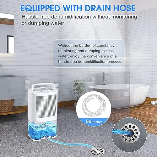 Gocheer Upgrated Dehumidifier for Basement Home, Small Portable Dehumidifiers for Room Home with Drain Hose, 68oz (2000ML) 8000 Cubic Feet 800 Sq.ft, Quiet Dehumidifiers for Bathroom RV Bedroom Closet Kitchen