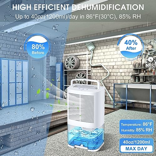 Gocheer Upgrated Dehumidifier for Basement Home, Small Portable Dehumidifiers for Room Home with Drain Hose, 68oz (2000ML) 8000 Cubic Feet 800 Sq.ft, Quiet Dehumidifiers for Bathroom RV Bedroom Closet Kitchen