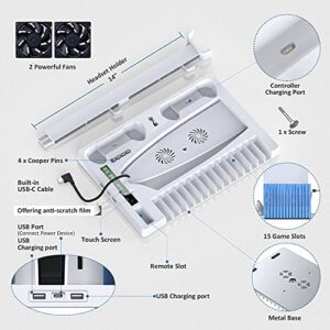 OIVO PS5 Stand with Cooling Fan and Headphone Stand, PS5 Cooling Fan with PS5 Controller Charger for Playstation 5, PS5 Charger with Storage 15 Game