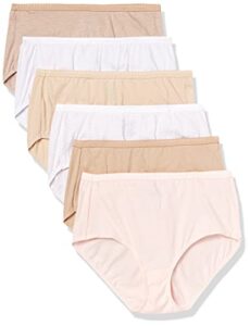 hanes ultimate womens 6-pack breathable cotton panty briefs, soft taupe, white, nude, light buff, nude heather, sugar flower sweet dot, 8 us