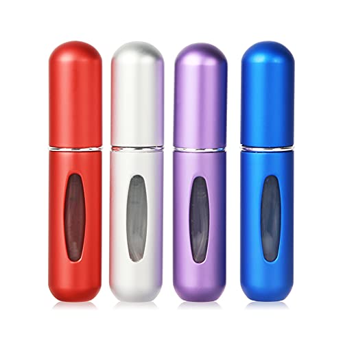 Saiveina Portable 5ml Mini Perfume Atomizer Bottles, Refillable Perfume Spray Bottle, Scent Pump Case, Empty Perfume Bottles for Travel and Outgoing(4 Pack)