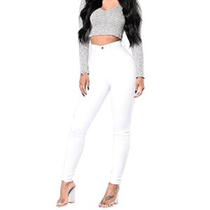 fisclosin women colombian design,butt lift,sexy skinny jeans,stretch denim pants,white,large