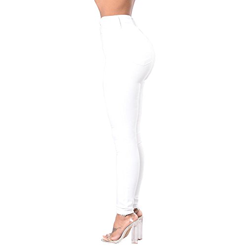 FISCLOSIN Women Colombian Design,Butt Lift,Sexy Skinny Jeans,Stretch Denim Pants,White,Large