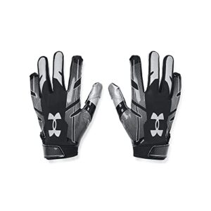 under armour boys' youth f8 football gloves , black (001)/metallic silver , youth large