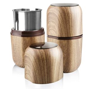 cool knight herb grinder [large capacity/fast/electric ]-spice herb coffee grinder with pollen catcher/- 7.5" (wood grain)