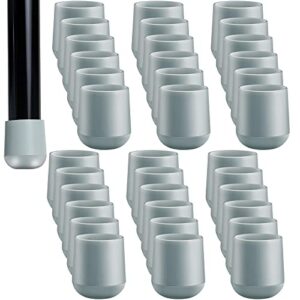36 pieces 7/8 inch folding chair leg caps heavy-duty plastic chair end caps non-marring furniture glides round hardwood floor protectors (grey)