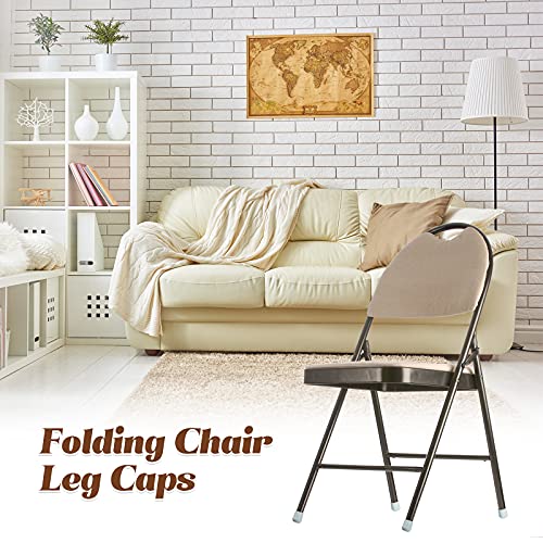 36 Pieces 7/8 Inch Folding Chair Leg Caps Heavy-Duty Plastic Chair End Caps Non-Marring Furniture Glides Round Hardwood Floor Protectors (Grey)