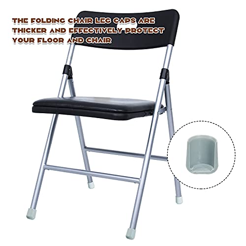 36 Pieces 7/8 Inch Folding Chair Leg Caps Heavy-Duty Plastic Chair End Caps Non-Marring Furniture Glides Round Hardwood Floor Protectors (Grey)