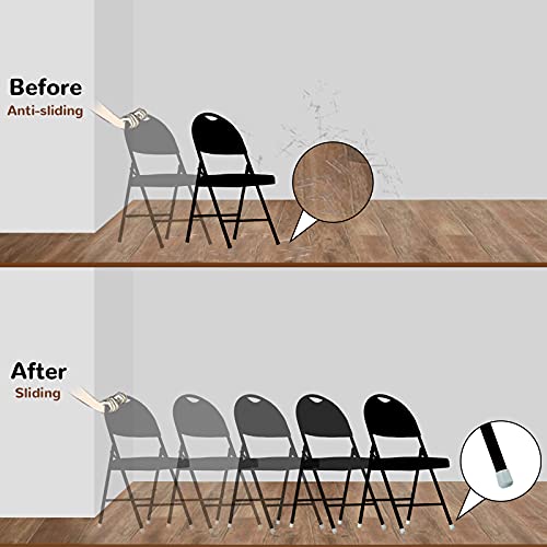 36 Pieces 7/8 Inch Folding Chair Leg Caps Heavy-Duty Plastic Chair End Caps Non-Marring Furniture Glides Round Hardwood Floor Protectors (Grey)