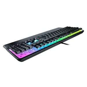 ROCCAT Magma Silent Membrane Switch PC Gaming Keyboard with 5 Zone/10 LED AIMO RGB Top Plate and Detachable Palm Rest - Black