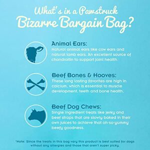 Pawstruck Bizarre Assorted Natural Dog Treats, Pet Food, Long Lasting Chews for All Breeds, Beef Flavor, Animal Ears, Bones & Jerkies, Rawhide Alternative for Aggressive Chewersy, Bargain Bag - 1 lb