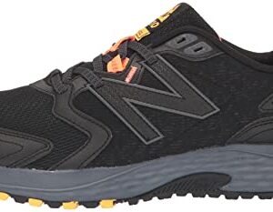 New Balance Men's 410 V7 Running Shoe, Black/Grey/Orange, 9.5