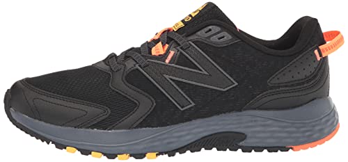 New Balance Men's 410 V7 Running Shoe, Black/Grey/Orange, 9.5