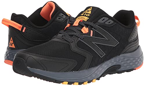 New Balance Men's 410 V7 Running Shoe, Black/Grey/Orange, 9.5