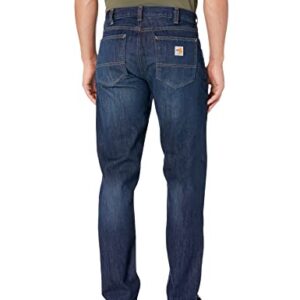 Carhartt Men's Flame-Resistant Rugged Flex Relaxed Fit 5-Pocket Tapered Jean, Midnight Indigo, 32 x 34