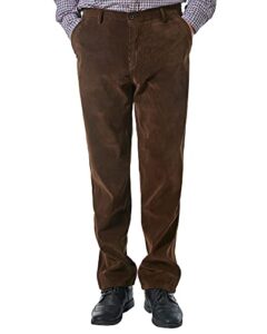 alimens & gentle men's corduroy straight fit flat front casual pant-brown 02, 38w x 30l