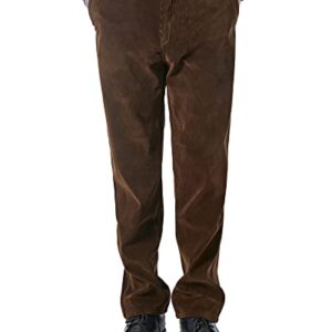 Alimens & Gentle Men's Corduroy Straight Fit Flat Front Casual Pant-Brown 02, 38W x 30L