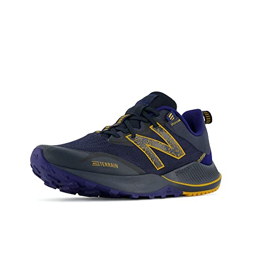 New Balance Men's Dynasoft Nitrel V4 Trail Running Shoe, Black/Yellow/Blue, 11 X-Wide