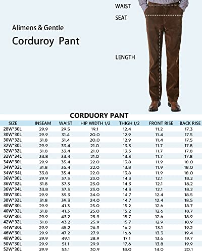 Alimens & Gentle Men's Corduroy Straight Fit Flat Front Casual Pant-Brown 02, 38W x 30L