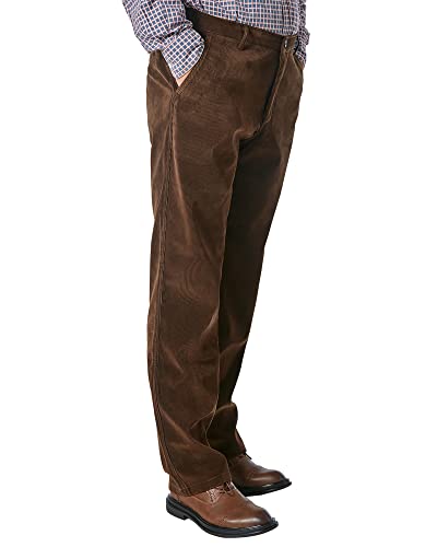 Alimens & Gentle Men's Corduroy Straight Fit Flat Front Casual Pant-Brown 02, 38W x 30L