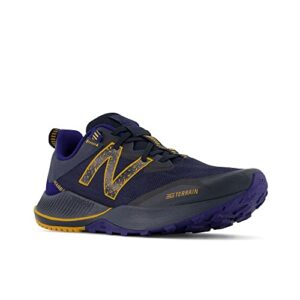 New Balance Men's Dynasoft Nitrel V4 Trail Running Shoe, Black/Yellow/Blue, 11 X-Wide