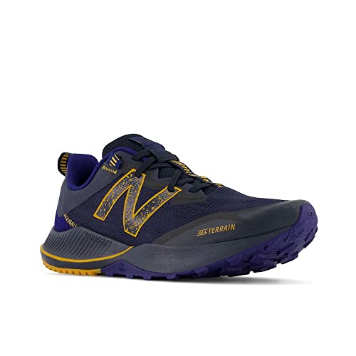 New Balance Men's Dynasoft Nitrel V4 Trail Running Shoe, Black/Yellow/Blue, 11 X-Wide