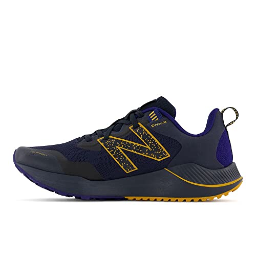 New Balance Men's Dynasoft Nitrel V4 Trail Running Shoe, Black/Yellow/Blue, 11 X-Wide