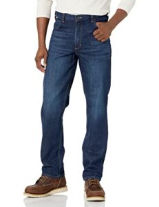 carhartt men's flame-resistant rugged flex straight fit 5-pocket jean, midnight indigo, 40 x 32
