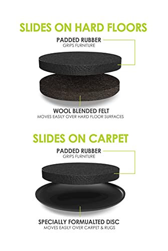 Slipstick Premium Furniture Sliders for All Floor Surfaces (16 Piece Moving Kit) Reusable 3.5” Round Furniture Movers for Sliding Furniture on Hardwood & Carpet, Black, CB13-1-16