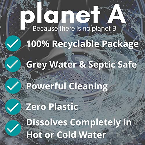 Planet A (60 Loads) Fresh Linen - Laundry Detergent Soap Sheets - Plastic Free - Hypoallergenic Eco Friendly Wash - No Liquid Great for Travel Cleaning Strips