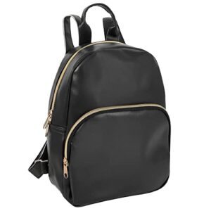 emma & chloe vinyl mini backpack, vegan leather small fashion backpack purse for women (midnight)