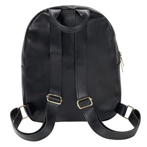 Emma & Chloe Vinyl Mini Backpack, Vegan Leather Small Fashion Backpack Purse for Women (Midnight)