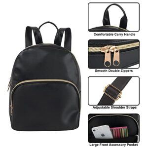 Emma & Chloe Vinyl Mini Backpack, Vegan Leather Small Fashion Backpack Purse for Women (Midnight)