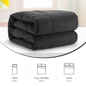 Sonive All Season Comforter Soft Fluffy Breathable Microfiber 200gsm Down Alternative Bedding Duvet Insert with 8 Corner Tabs Easy Care (Black, Queen)