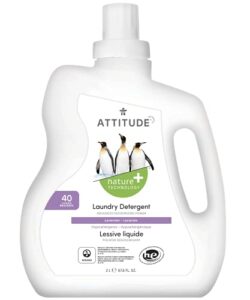 attitude natural liquid laundry detergent, plant and mineral-based efficient formula, hypoallergenic, he, vegan & cruelty-free, lavender, 40 loads, 67.6 fl oz