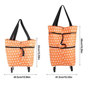 Collapsible Trolley Bag Folding Shopping Bag with Wheels 2-in-1 Reusable Shopping Cart Grocery Bags