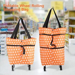 Collapsible Trolley Bag Folding Shopping Bag with Wheels 2-in-1 Reusable Shopping Cart Grocery Bags