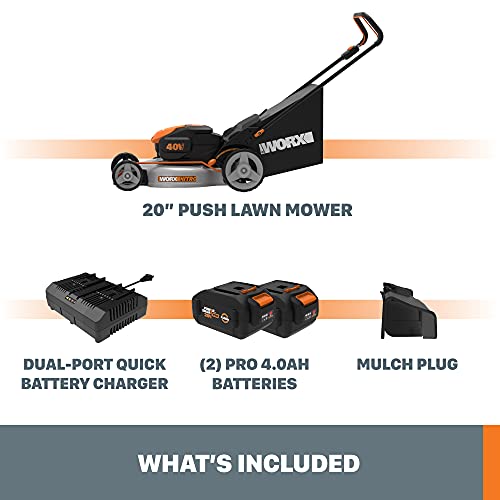 Worx Nitro WG751.3 40V Power Share PRO 4.0Ah 20" Cordless Push Lawn Mower