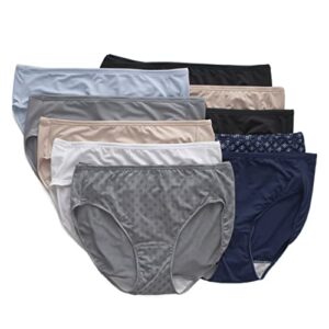 hanes womens cool comfort microfiber underwear, 10-pack hipster panties, 10 pack - assorted 2, 9 us
