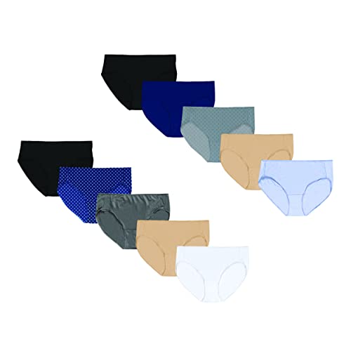 Hanes womens Cool Comfort Microfiber Underwear, 10-pack Hipster Panties, 10 Pack - Assorted 2, 9 US