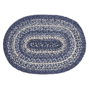 VHC Brands Farmhouse Great Falls Blue Table Placemat, Blue White, Jute Blend, Oval, 10x15 Inches