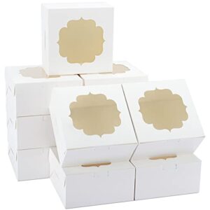tomnk 50pcs 6x6x3 inches white bakery boxes with window cookie boxes dessert boxes pastry boxes for strawberries cupcakes chocolate muffins donuts and party favor