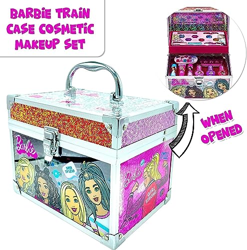 Barbie Movie Kids Makeup Kit for Girls, Real Washable Toy Makeup Set, Barbie Gift, Play Makeup and Pretend Play Toys Ages 3 4 5 6 7 8 9 10 11 12