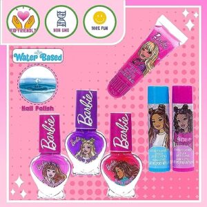 Barbie Movie Kids Makeup Kit for Girls, Real Washable Toy Makeup Set, Barbie Gift, Play Makeup and Pretend Play Toys Ages 3 4 5 6 7 8 9 10 11 12