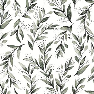 Livebor Olive Leaf Wallpaper Peel and Stick Leaf Contact Paper 17.7inch x 196.8inch Floral Peel and Stick Wallpaper Modern Farmhouse Wallpaper Neutral Sage Wallpaper Self Adhesive Decorative Paper