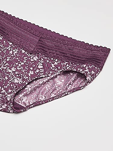 Warner's Women's Blissful Benefits No Muffin 3 Pack Hipster Panties, Amaranth Abstract Print/Black/Platinum, X-Large